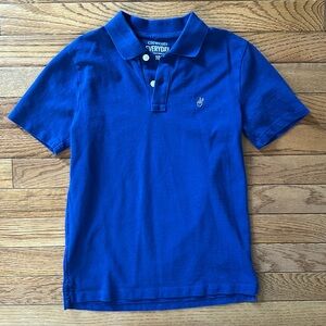 CREWCUTS boys Polo Shirt size 10 royal blue peace sign preppy youth euc